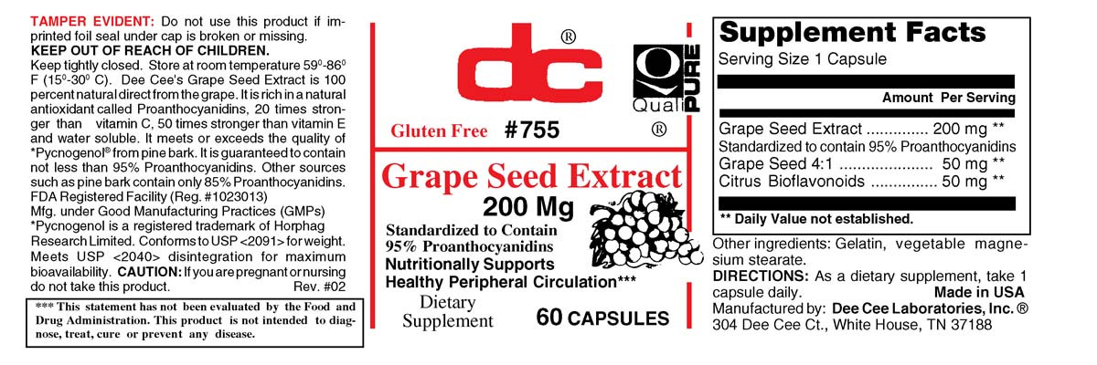 Grape Seed Extract 200 Mg - Dee Cee Labs