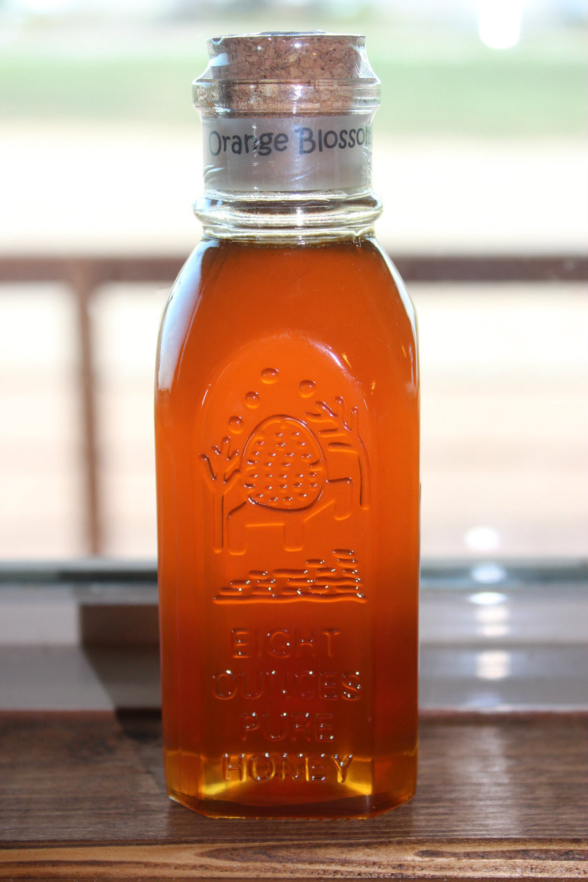 8 oz Glass Muth Jar Orange Blossom Walker Honey Farm