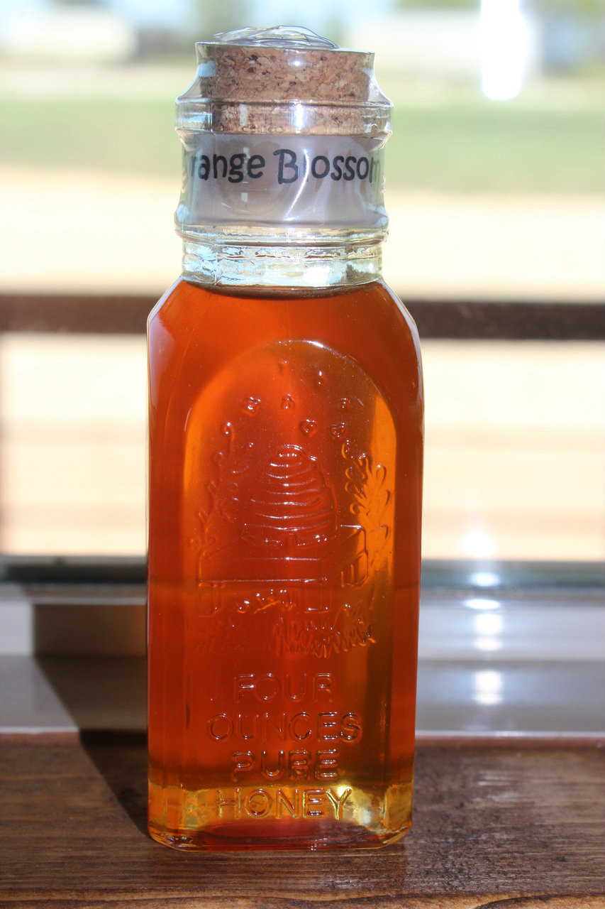 4 oz Glass Muth Jar Orange Blossom Walker Honey Farm
