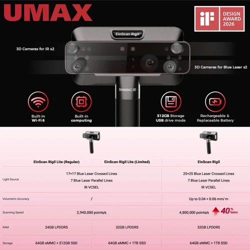 EinScan Rigil Lite Limited Edition All-In-One Wireless 3D Scanner