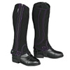 Dublin Easy Care Contrast Stitch Synthetic Half Chaps, Black with Purple Stiching.