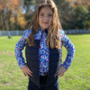Belle & Bow Reversible Puffer Vest, Navy with Jacks Pattern
