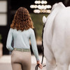 Essex Classics Luna II Girls Long Sleeve Performance Show Shirt, Seafoam with Hunter Derby.