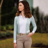 Essex Classics Luna II Girls Long Sleeve Performance Show Shirt, Seafoam with Hunter Derby.