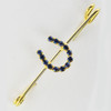 Finishing Touch Stock Pin, Blue 2-Tone Rhinestone Horseshoe, Gold.