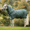 Rhino Plus Pony Medium Turnout, 250g, Limited Edition Green Check/Navy Red, 51"-66".