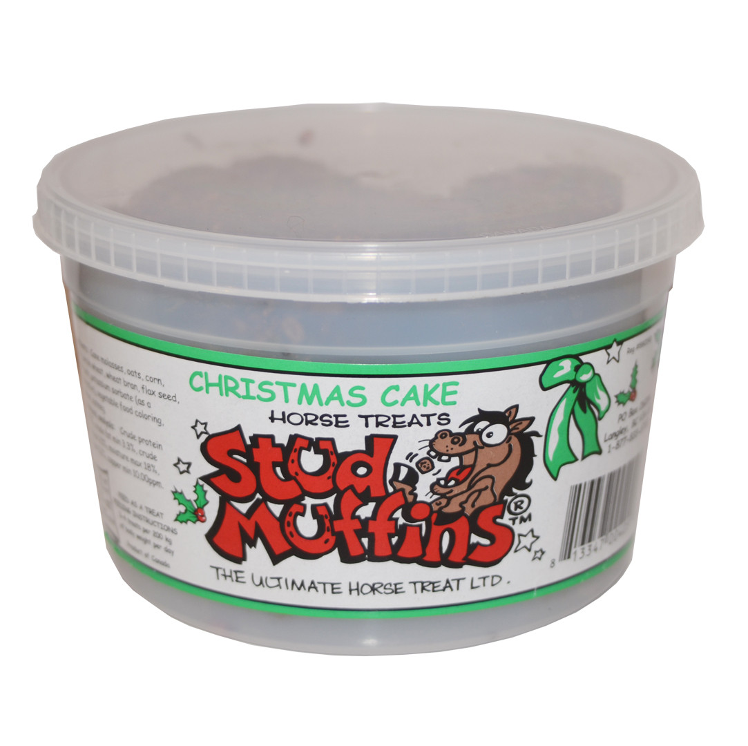 Stud Muffins 20 oz Tub of Horse Treats, Chistmas Cake Flavor Stud Muffins 20 oz Tub of Horse Treats, Chistmas Cake Flavor