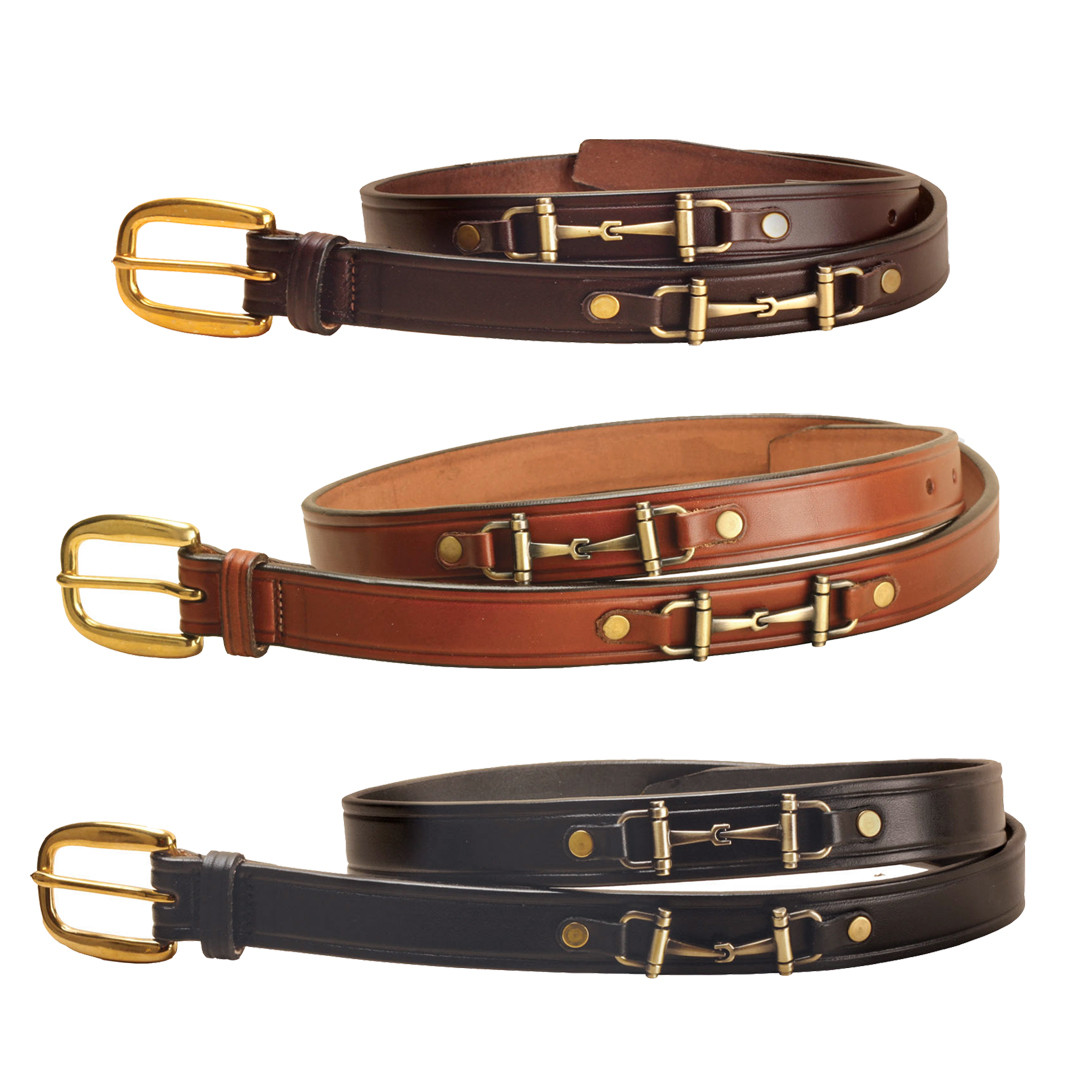Leather bit belt Snaffle Buckle Padded Caveson Belt – Freedman main image 4