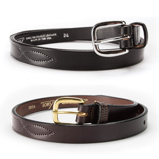 USA製 TORY LEATHER WESTERN BELT BLACK 28 Tory English Bridle Leather Black w Silver Embellish Belt Sz
