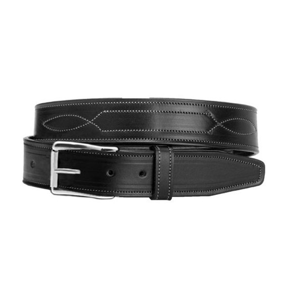 Tory 1.5" Fancy Repeated Stitch Belt, Black, 24" - 32"