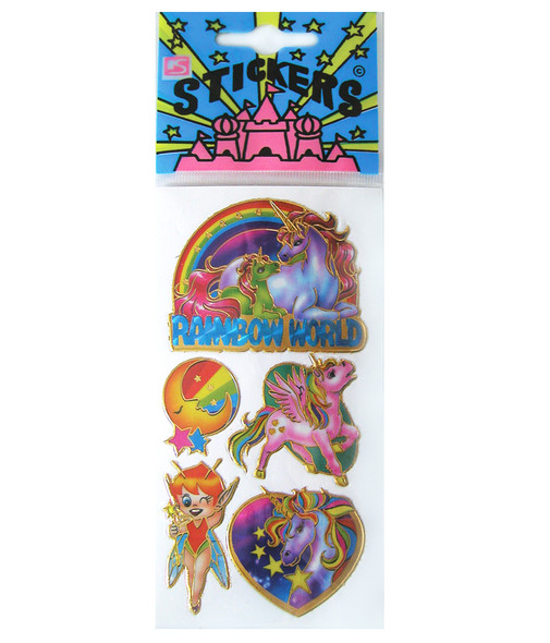 Rainbow World Metallic Stickers with Unicorns