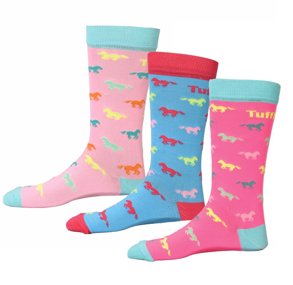 TuffRider Neon Kids Socks, Pack of 3 Pair