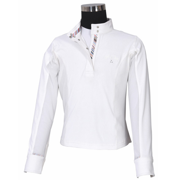 Equine Couture Children's Cara Long Sleeve Show Shirt, White