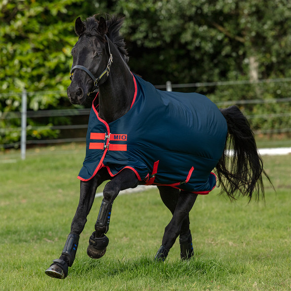 Horseware Mio Medium Turnout Blanket, Dark Blue/Red, 45" - 69"