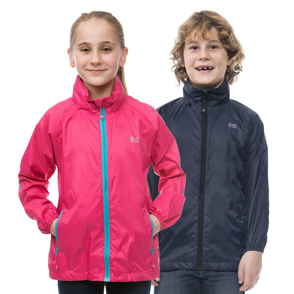 Mac In A Sac Kids Packable Rain Jacket, Fuchsia & Navy
