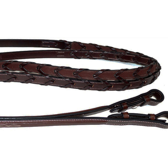 Nunn Finer Rubber Lined, Raised Fancy Stitched Pony Reins, Havana Nunn Finer Rubber Lined, Raised Fancy Stitched Pony Reins, Havana