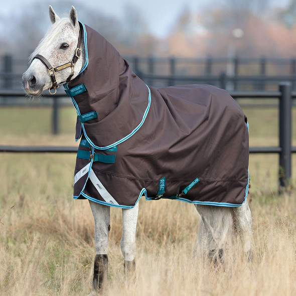 Amigo  Bravo 12 Pony PLUS Turnout Sheet, Excalibur/Aq/Turquoise, 45" - 69"