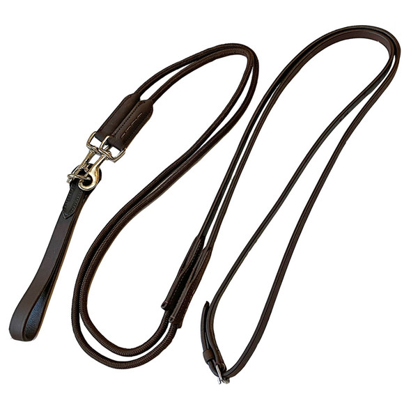 Belle & Bow Leather Draw Reins With Rope, Small & Med/Large Pony