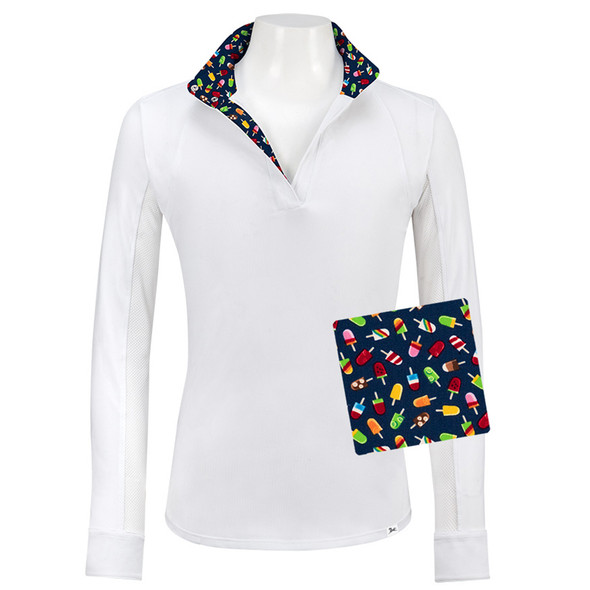 RJ Classics Maddie Jr 37.5 Shirt, White with Popsicles Trim.