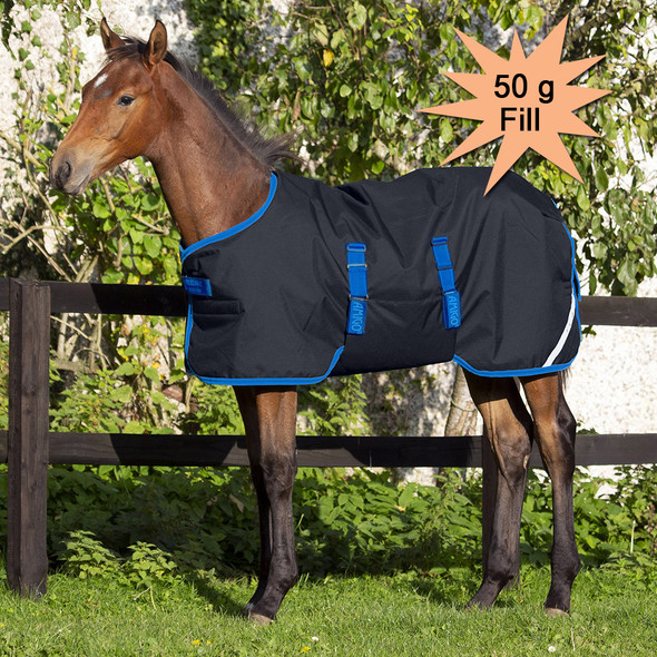 Amigo Ripstop 900D Foal / Mini Turnout 50g Turnout Blanket, Black/Classic Blue, 36" - 60". Amigo Ripstop 900D Foal / Mini Turnout 50g Turnout Blanket, Black/Classic Blue, 36" - 60".