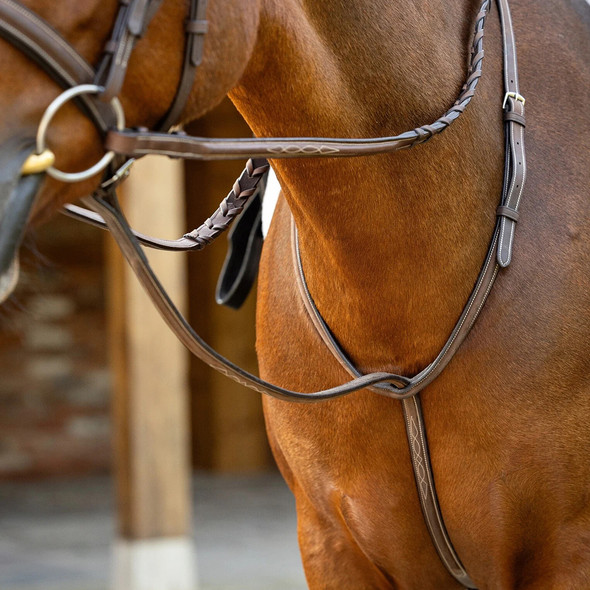 LeMieux Fancy Stitched Hunter Standing Martingale, Havana/Silver, Pony . LeMieux Fancy Stitched Hunter Standing Martingale, Havana/Silver, Pony .