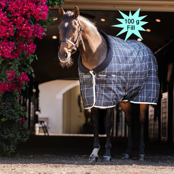 Rhino Pony Stable Blanket, 100g, Black/Grey/White Check & Grey, 48 - 69" Rhino Pony Stable Blanket, 100g, Black/Grey/White Check & Grey, 48 - 69"