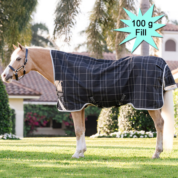 Rhino Pony Wug Turnout Blanket, 100g, Black Check, Sizes 45"-69" Rhino Pony Wug Turnout Blanket, 100g, Black Check, Sizes 45"-69"