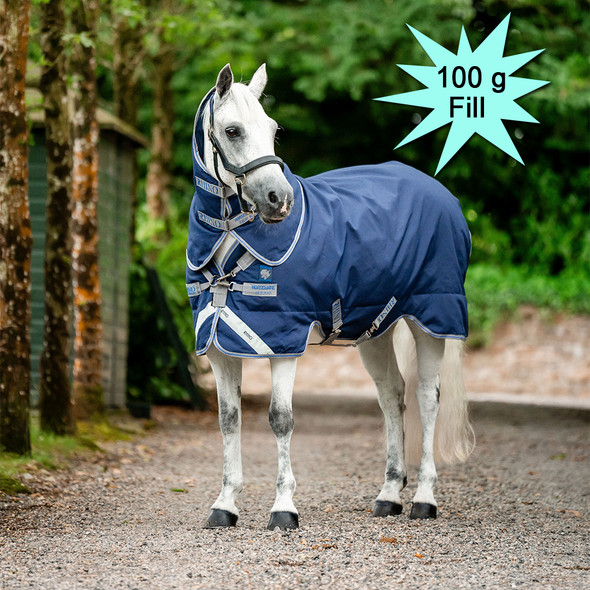 Rhino Pony Plus Medium-Lite 100g Blanket, Navy/Titanium Grey & Classic Blue, 45" -69". Rhino Pony Plus Medium-Lite 100g Blanket, Navy/Titanium Grey & Classic Blue, 45" -69".