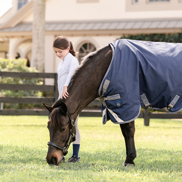 Rhino Pony 100g Turnout Blanket, Navy/Titanium Grey & Classic Blue, 45" -69". Rhino Pony 100g Turnout Blanket, Navy/Titanium Grey & Classic Blue, 45" -69".