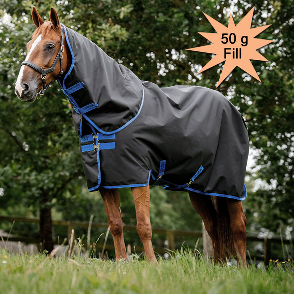 Amigo Ripstop 900D Pony PLUS Turnout Sheet, Black/Classic Blue. Amigo Ripstop 900D Pony PLUS Turnout Sheet, Black/Classic Blue.