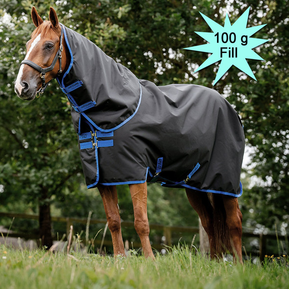 Amigo Ripstop 900D Pony PLUS Turnout Sheet, Black/Classic Blue. Amigo Ripstop 900D Pony PLUS Turnout Sheet, Black/Classic Blue.
