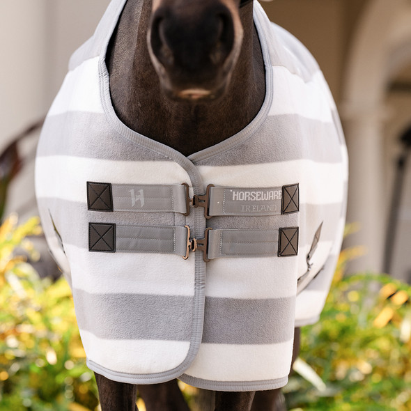 Horseware Newmarket Pony Fleece Cooler, Whitney Charcoal Stripes, 51" - 69".