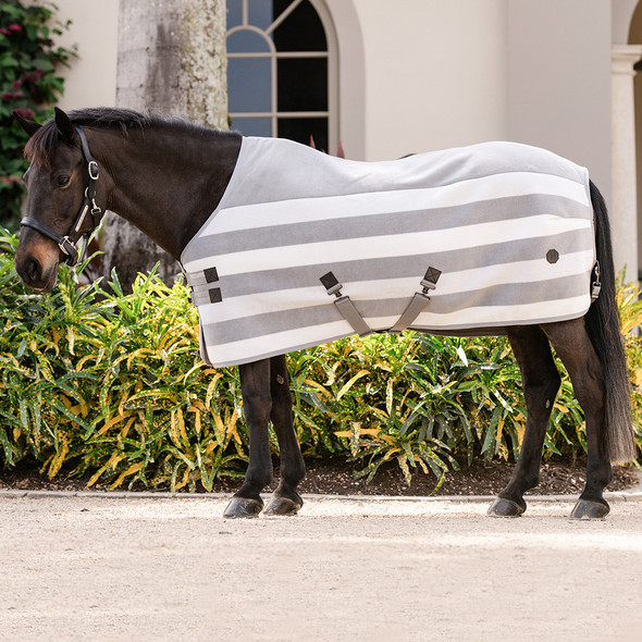  Horseware Newmarket Pony Fleece Cooler, Whitney Charcoal Stripes, 51" - 69".