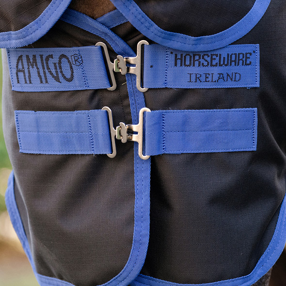 Amigo Ripstop 900D Petite Turnout, 0g, Black/Classic Blue, 33" - 48". Amigo Ripstop 900D Petite Turnout, 0g, Black/Classic Blue, 33" - 48".