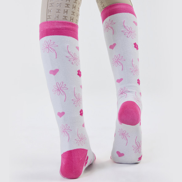 Horseware Softie Socks, Kids, Pink Flowers & Hearts. Horseware Softie Socks, Kids, Pink Flowers & Hearts.