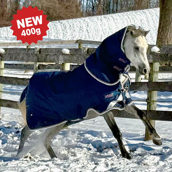 Amigo 1200D Plus HEAVY Pony Turnout, Navy/Lime, Navy, Pink & Blue.