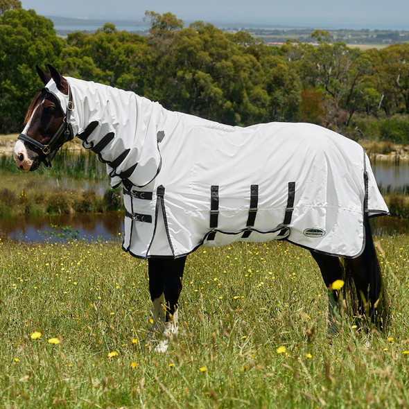 Weatherbeeta Comfitec Sweet Itch Shield Sheet Combo Neck, White/Charcoal, 48" - 66".