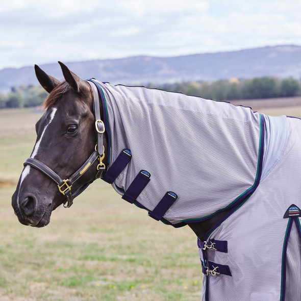  Weatherbeeta ComFiTec Zephyr Combo Pony Fly Sheet, Grey/Navy/Forest Green, 60" - 69".