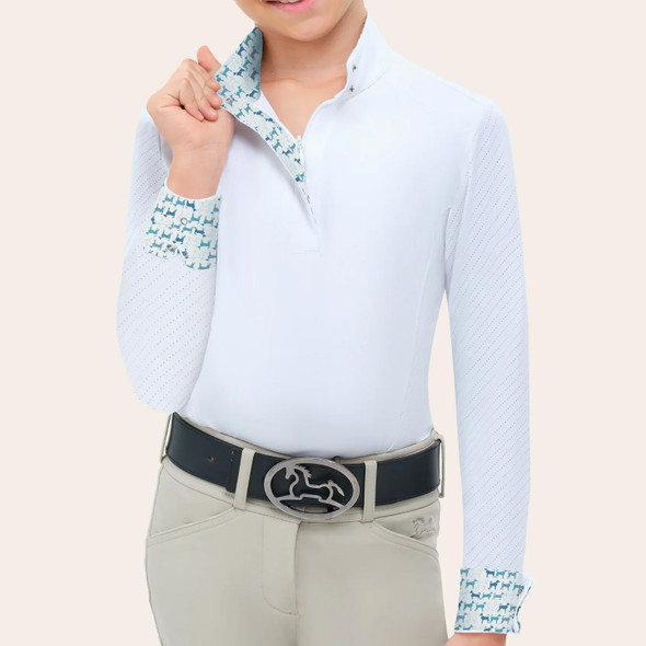 RJ Classics Tori Jr. 2.0 Show Shirt, White with Retro Pups.