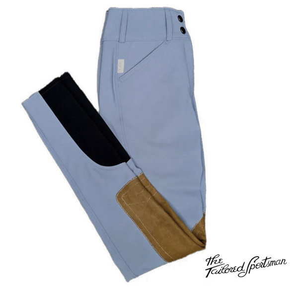 Tailored Sportsman Girls TECHLIGHT Sock Bottom Breech, Horizon Blue/Tan.