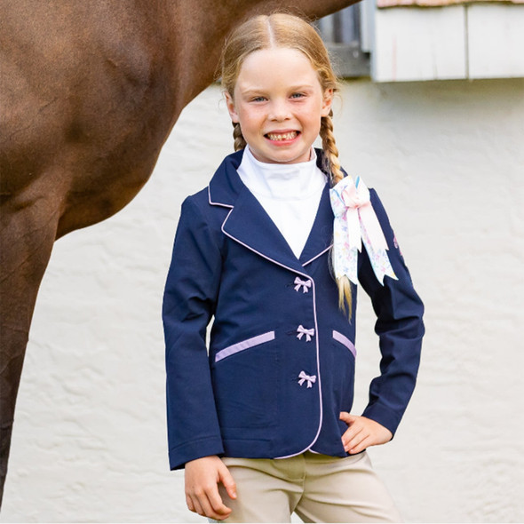 Belle & Bow Sweet Bows Show Coat, Navy/Lavender, Sizes 2 - 6 Years