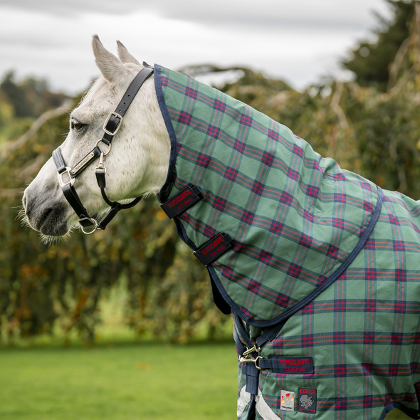 Rhino Plus Pony Medium Turnout, 250g, Limited Edition Green Check/Navy Red, 51"-66"