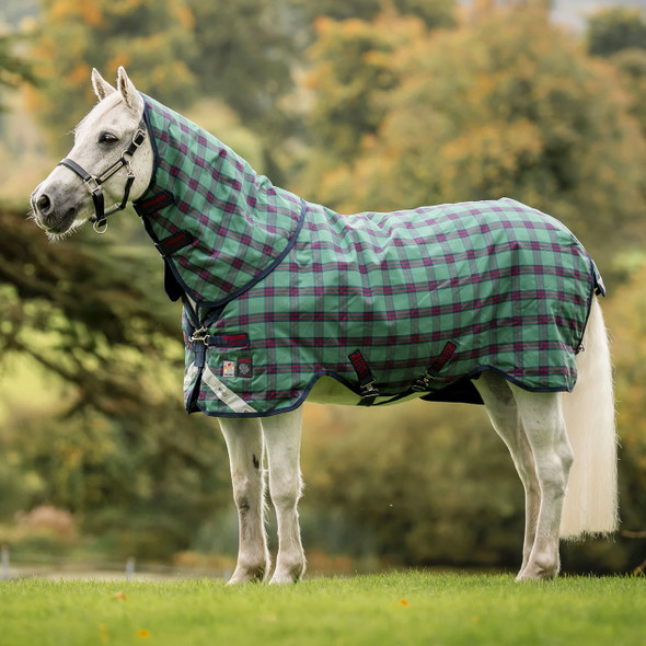 Rhino Plus Pony Medium Turnout, 250g, Limited Edition Green Check/Navy Red, 51"-66".