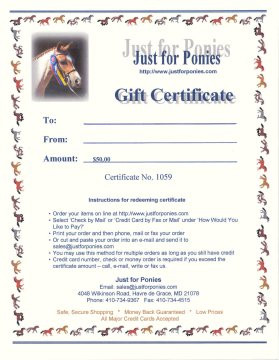 Just for Ponies Gift Certificate