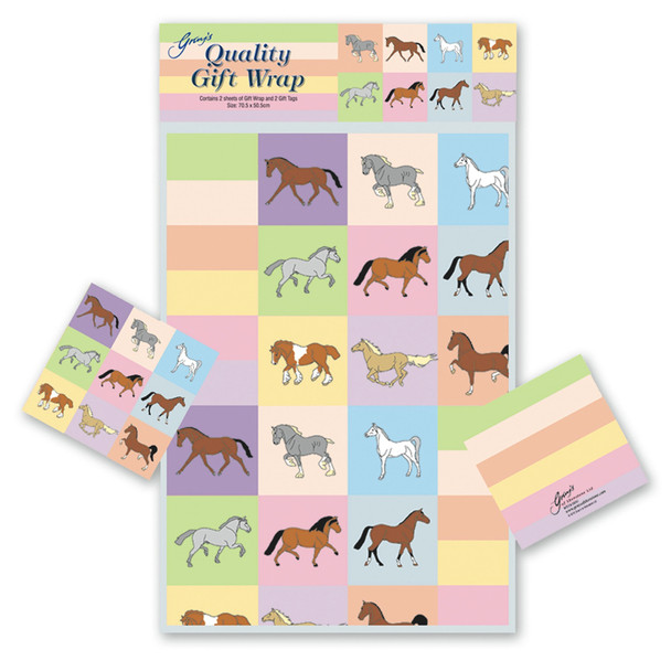 Pastel Horses Gift Wrap with Tags
