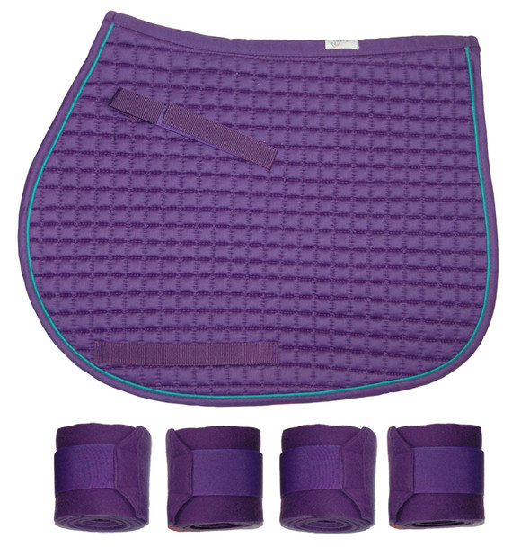 PRI Purple Quilted Pony Saddle Pad & Polos Set