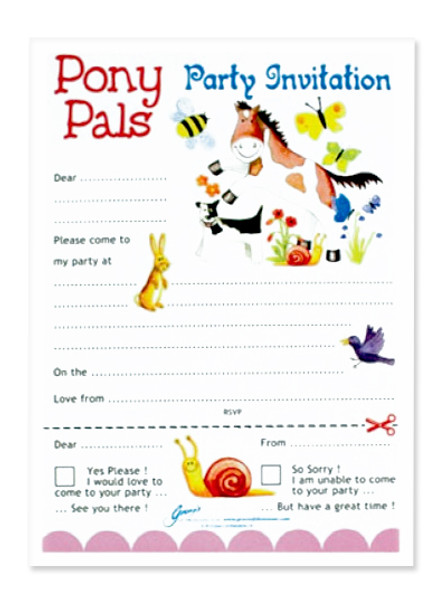 Pony Pals Party Invitations and Envelopes, Pack of 8