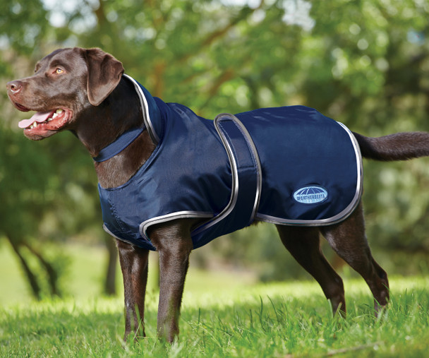 Weatherbeeta 420D Deluxe Fleece Lined Dog Windbreaker, Navy/Gray/White