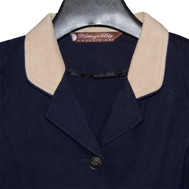 Kathryn Lily Harrisburg Coat, 3-Button, Navy with Tan Collar, Sizes 2 - 14