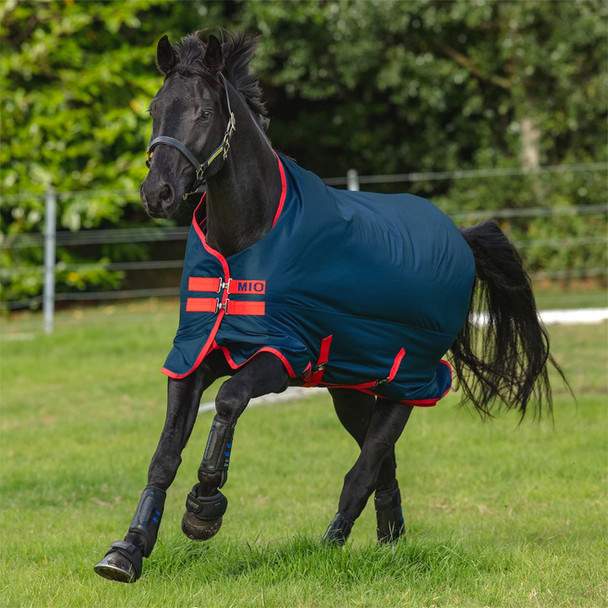  Horseware Mio Medium Turnout Blanket, Dark Blue/Red, 66" - 69"